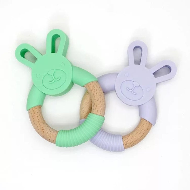 Wooden Teethers Bunny Teether Silicone Teethers Easter Etsy