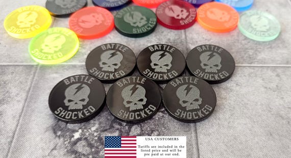 Battle Shock Tokens (Compatible with 40k) Set of 6