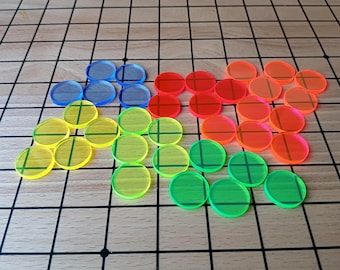 Fluorescent colour, Dry-erase Resource Tokens for RPGs Wargames, Boardgames