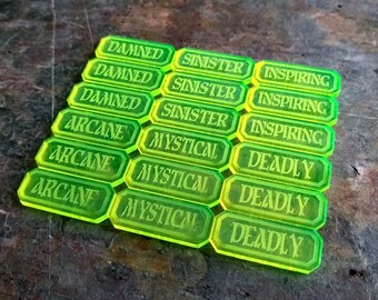 Acrylic AOS Scenery Tokens: Arcane, Deadly, Mystical - Set of 18