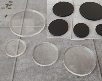Round bases, various sizes, quantities and colours! laser cut(20mm, 25mm, 30mm, 40mm, 50mm)