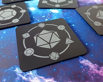 Polyhedral Dice Coasters: RPG Gaming Decor, acrylic