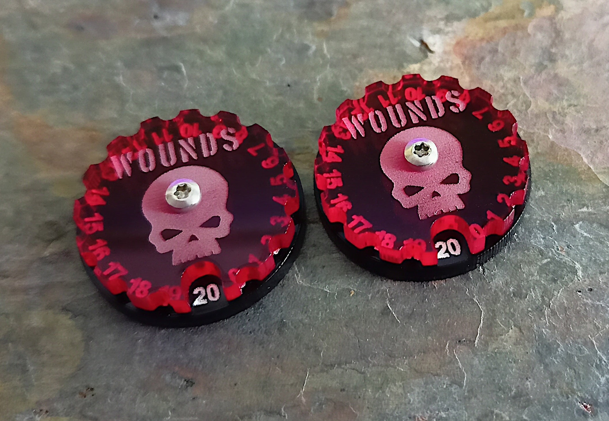 Wargame Wound Dials (0-20) Set of 2 (40k, Aos, Kow, Kill