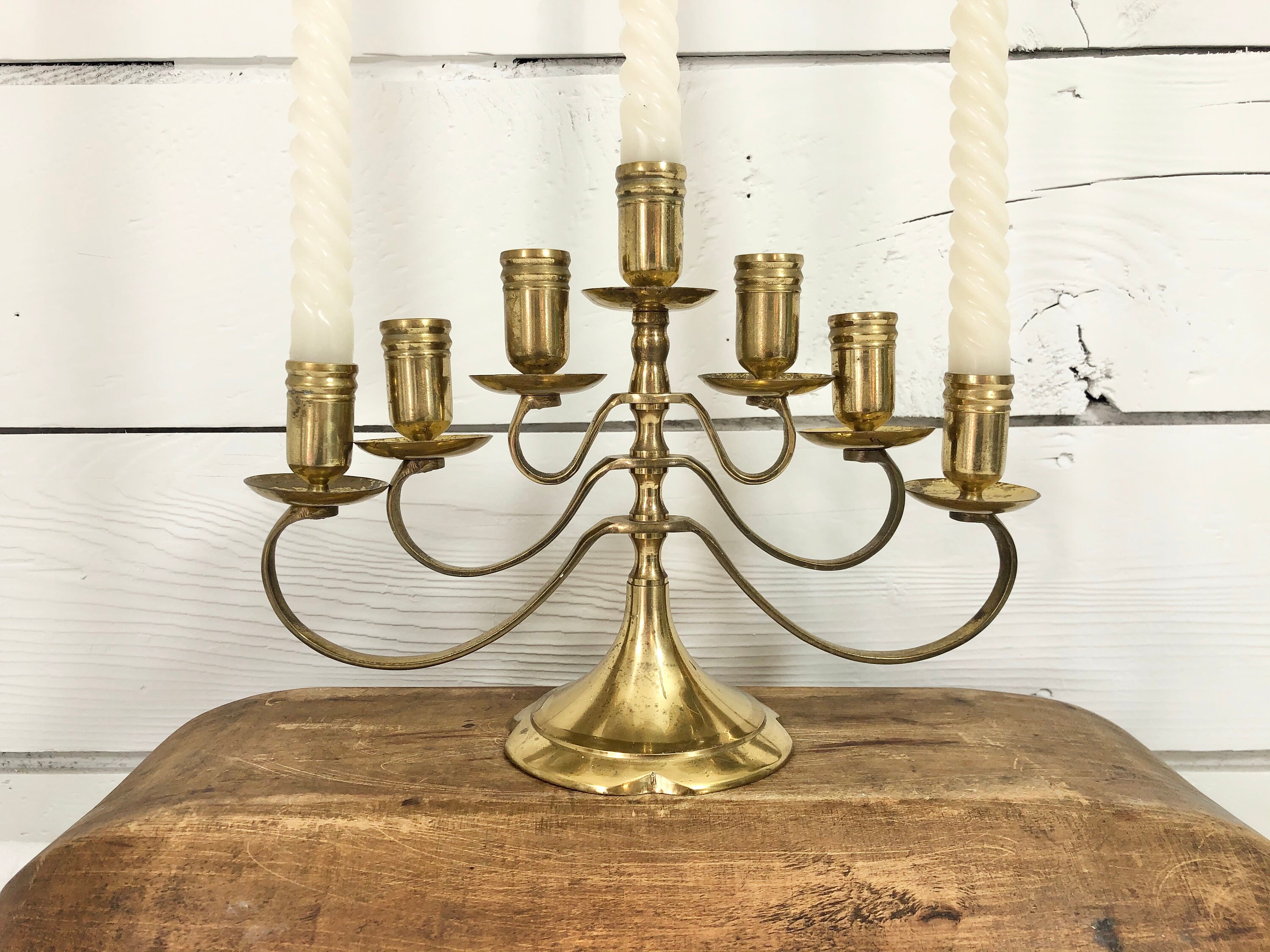 Vintage Brass 7 Candle Candelabra Made in Japan Etsy