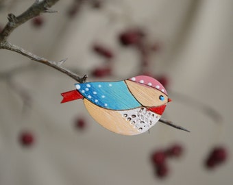 Plywood bird accessory, different color bird brooch for clothes