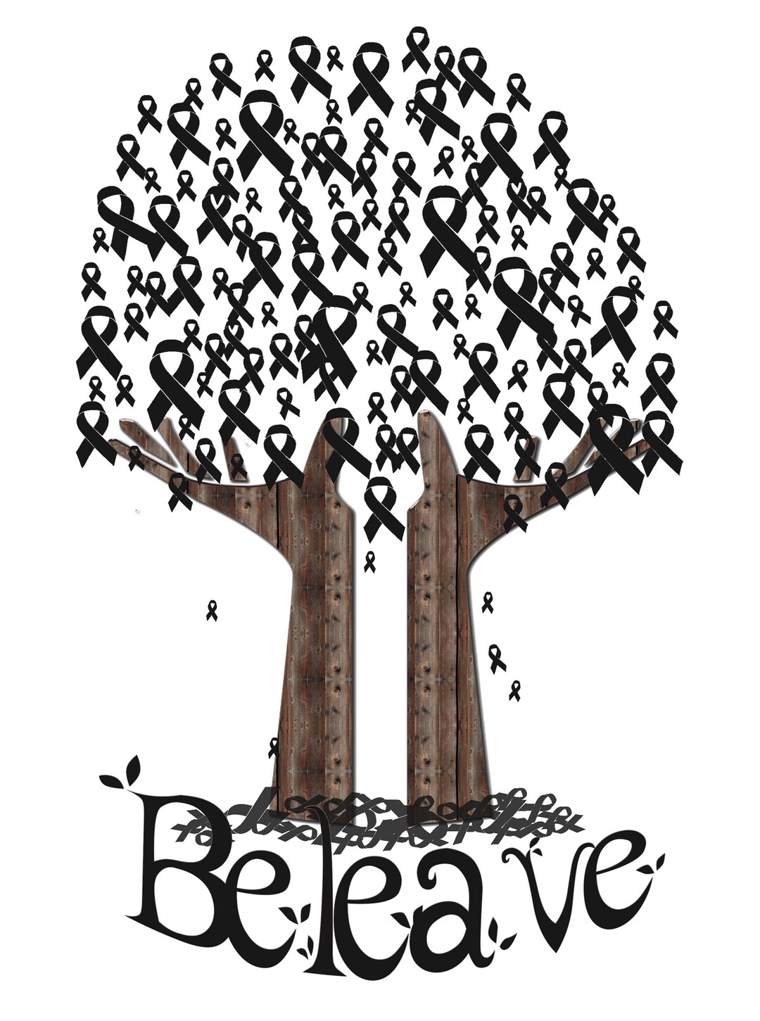 Beleave Awareness Black Ribbon Tree digital Download Etsy