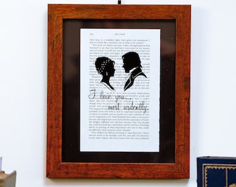 Pride and Prejudice Art Print – Vintage Book Page Silhouette