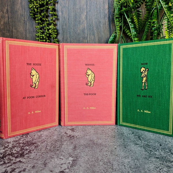 Winnie-the-Pooh A.A. Milne 3 Book Set from 1961 - Now We Are Six - The House At Pooh Corner