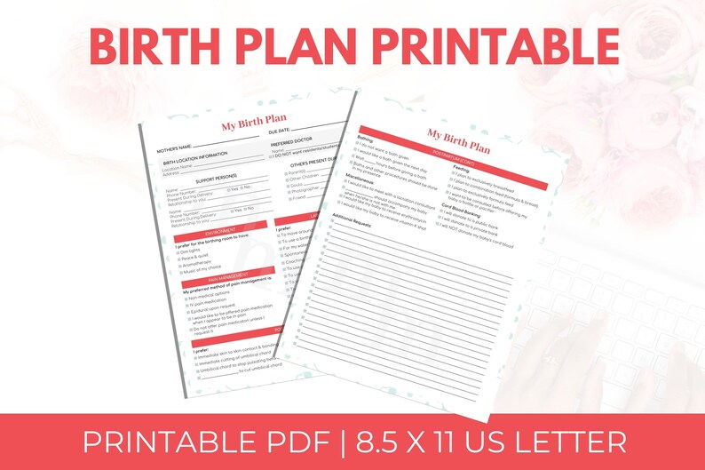 BIRTH PLAN PRINTABLE Birth Plan Template Printable Birth - Etsy
