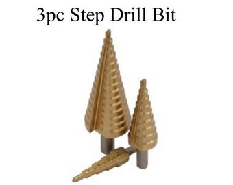 Foret étagé 3 pièces Hss Tin Coated Drill Bits Forage de trous