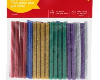 Hot Melt Glitter Glue Sticks  30 pack suitable for Hot Glue Gun 2 sizes 7mm x 100mm or 11mm x 100mm Length Arts and Craft Projects