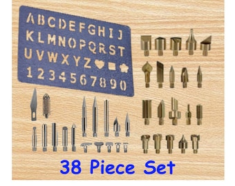Wood Burning Stamping Set 38 Pieces Pyrography Drawing Tips Collet Knife Blade Detailer wood burn soldering Kit