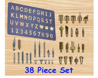 Wood Burning Stamping Set 38 Pieces Pyrography Drawing Tips 