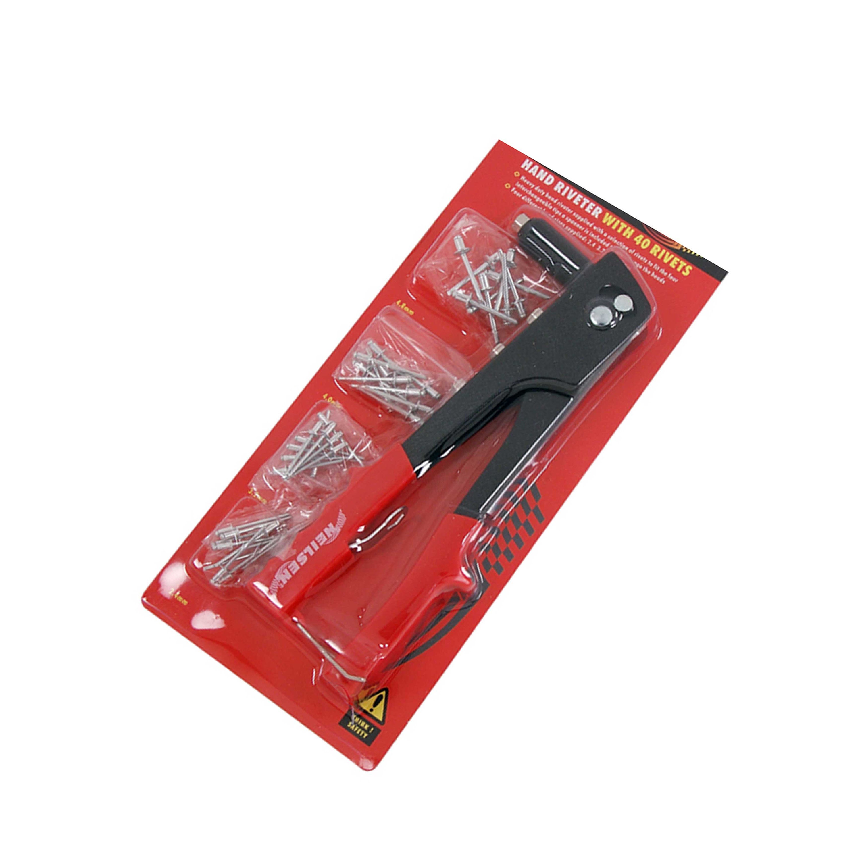One-Handed Rivet Gun Kit With 260 Rivets - 4 Interchangeable Heads For Metal & DIY Projects