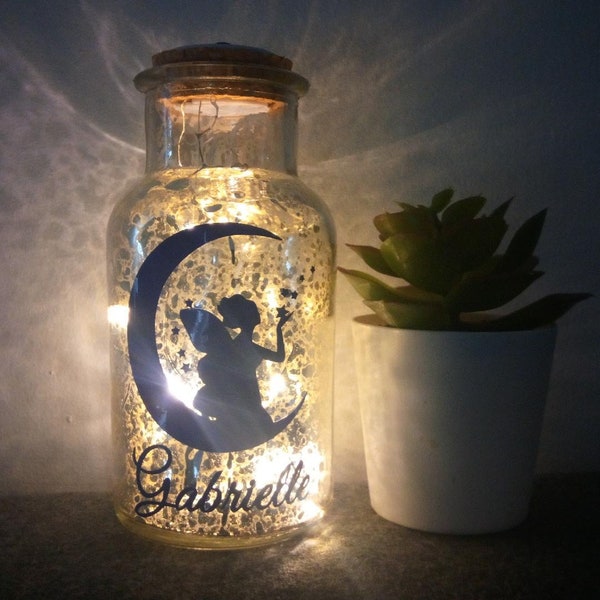 Light up small glass bottle Children kids decor decoration Christmas Birthday Gift Fairy Football Gamer Trophy Bottle Gift.