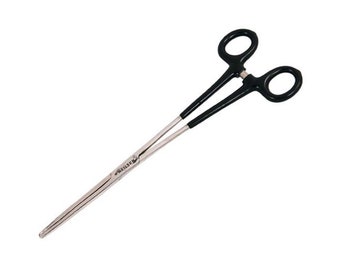 Fórceps estilo pinza hemostática de nariz recta de acero inoxidable de 254 mm y 10 pulgadas con mangos de PVC aislados para sujetar y retirar artículos
