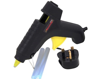 40W Hot Melt Glue Gun + TWO 11mm X 100mm Glue Sticks Ceramics Fabrics Paper Wood Plastic DIY Hobby Craft Industrial Sealing Wax Glue Gun Set