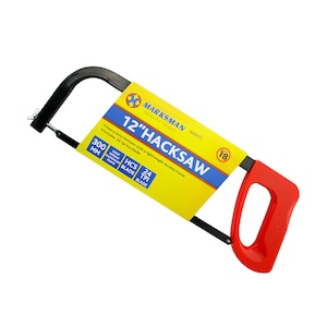 12 inch 300mm Lightweight Carpentry Saw Hacksaw With Durable Aluminium Frame and 24 TPI HCS Blade ideal for cutting steel wood and plastics