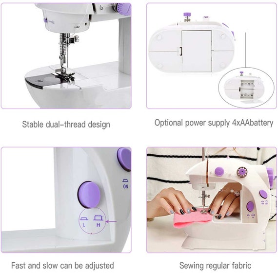 Mini Sewing Machine Adjustable 2-Speed Double Thread Portable Electric Household Multifunction Sewing Machin with Light and Cutter Foot Pedal for