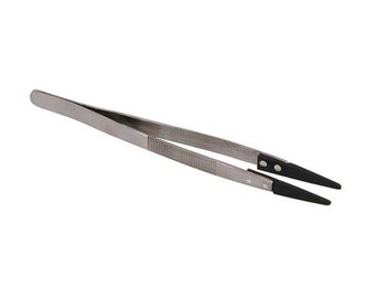 6 Pieces Rubber Tipped Tweezers PVC Stainless Steel Tips Tweezers for  Jewelry Industrial Craft (Black) 