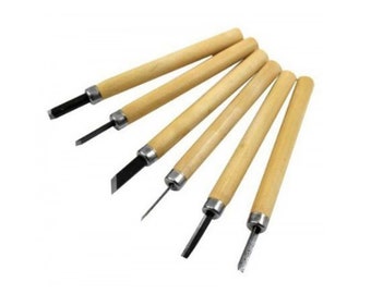 6 Piece Wooden Mini Carving Carver Chisel cutter Kit Set Wood working Gouges For Detailed incision basic carving Sculpture Carpentry Tools