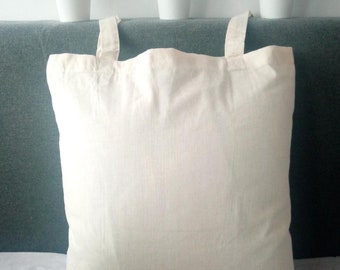 Plain Cotton Tote Bag with Long Shoulder Strap. Suitable for Tie Dye Printing or Embroidery. Reusable 100% Cotton Tote Bag.