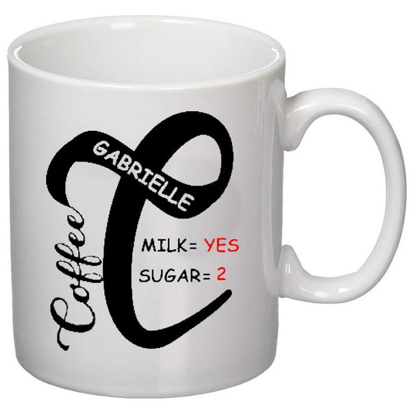 Personalisierte Kaffeetasse. Bedruckt mit Deiner persönlichen Vorliebe Milch und Zucker. 11oz oder 15oz Tasse