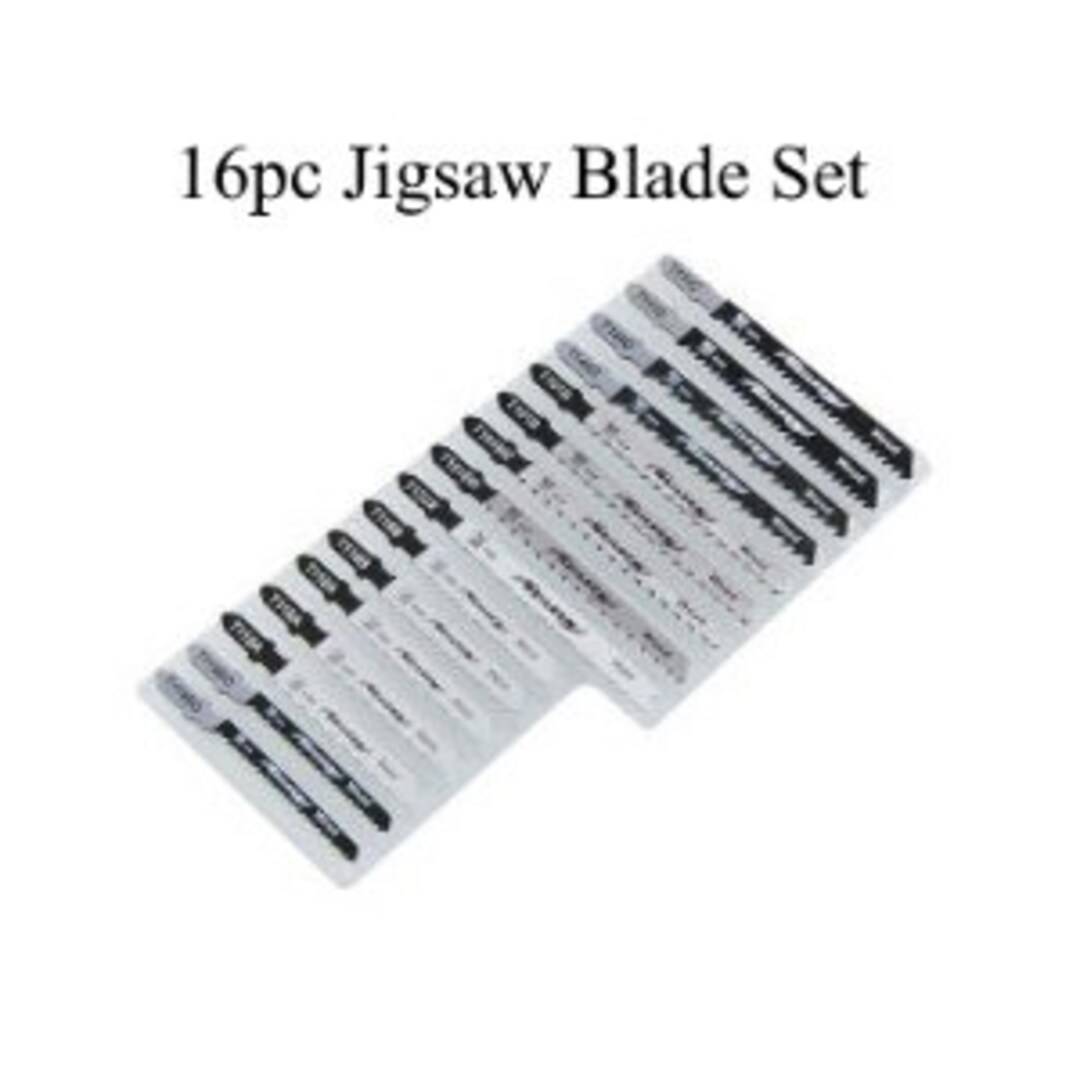 16 Piece Jigsaw Blade Replacement Set Wood Metal Plywood Plastic Curved