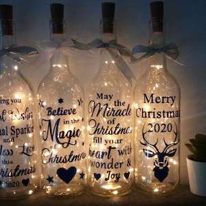 Light up Wine Bottle, Christmas Gift, Christmas Present, Wine bottle Greeting, Friend, Family Gift.