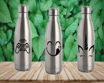 Edelstahlflasche Schule Wasserflasche 500ml Einhorn Fußball Gamer Meerjungfrau Heiß Kalt Flasche