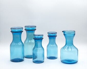 Set med 5 belgiska burkar - Vintage glasbehållare från 1970-talet för förvaring i kök eller badrum