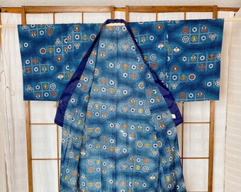 Robe pour homme, bleu juban : laine, excellent état, tissu fin, une seule couche, plusieurs couches de détente, tenues décontractées relaxantes, taille M, kimono