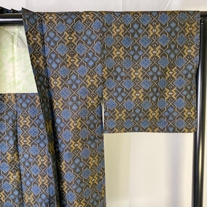 Oshima Tsumugi Silk Haori Jacket: Geometric Kimono Cardigan, Japanese Vintage