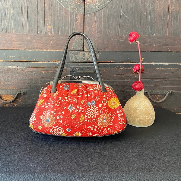 Vintage clutch bag, kleine portemonnee, damesaccessoire, Japanse kimono komono, uniek item, kunstleer,