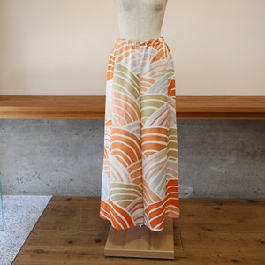 Zijden kimonobroek: broek met wijde pijpen en hoge taille, maat S