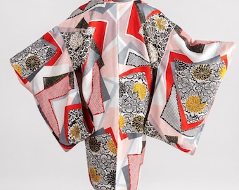 Haori Jacket |  Silk Vintage Kimono | Colorful and Floral | Open Front Cardigan-193