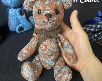 Kimono Teddy Bear: Indigo Aizome or Crepe Silk Stuffed Animal