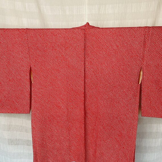 Red Haori Cardigan, Shibori Plain Color, Size M, … - image 9