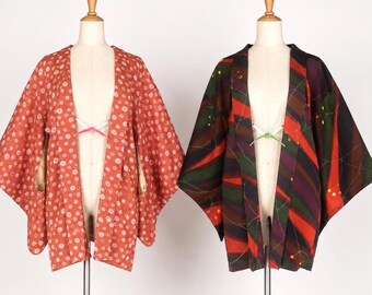 Set of 2 Vintage Haori Jackets | Bundle Deal | Gradation | Floral Design | Open Front Cardigan-59J
