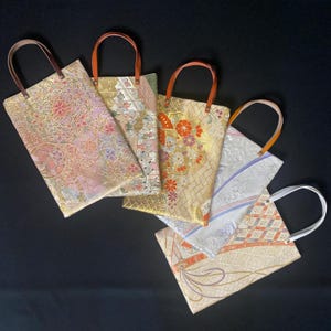 Kimono Mini Einkaufstasche, Obi Tasche, Einfache quadratische Tasche, Keine Tasche innen, Echtledergriff, Japanischer Obi, Zubehör