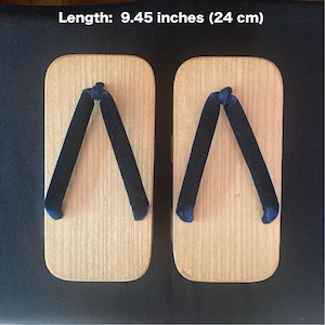 Men’s Wooden Geta Sandals, Velour Strap, Genuine Aizu Paulownia, Vintage Japanese Footwear, Fits 25–26cm, Yukata & Kimono Shoes