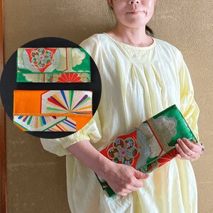 Flache Kimono Tasche, Envelope Clutch, Größe S, Damentasche, Slim ohne Seitenfalten, Zubehörhalter, Kleinartikel Organisator, Obi, Unique