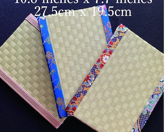 Handcrafted Tatami Mat: Japanese Silk Brocade Table Centerpiece (27.5cm x 19.5cm)
