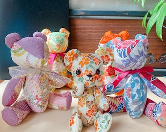 Kimono Fabric Teddy Bear: Handmade Silk Stuffed Animal
