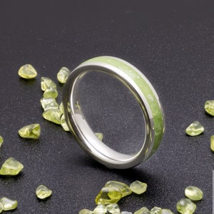 Peridot ring, Handmade, Sterling Silver, inlay Ring, men’s ring, woman’s ring, engagement ring, wedding ring, gift ideas, July birthstone