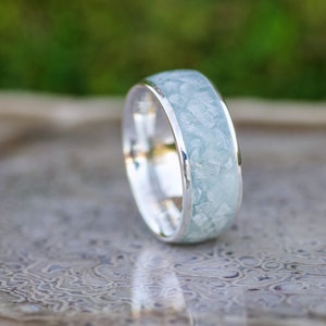 Blue Aquamarine and Authentic Moonstone Ring • Unique Engagement Ring • Sterling Silver Band • Handmade Jewelry • March Birthstone