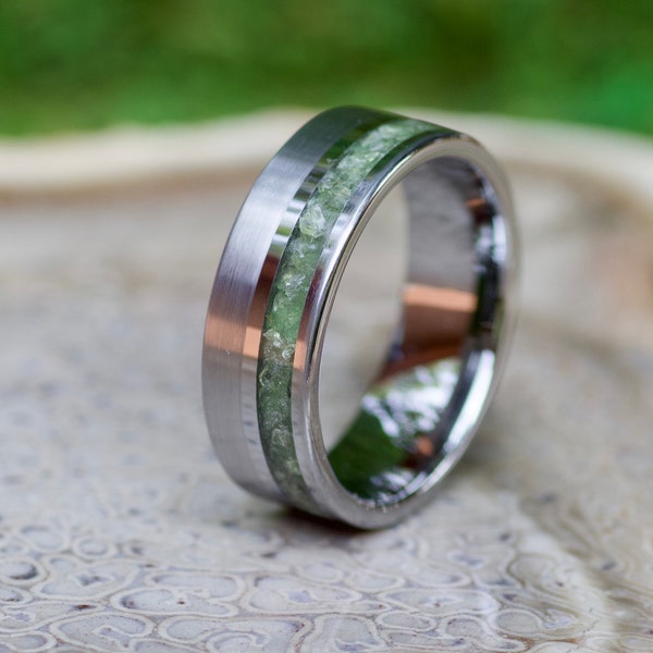 Peridot Ring, Tungsten Ring, wedding band, wedding ring, women’s ring, men’s ring, Green ring, natural stone, promise ring, handmade ring