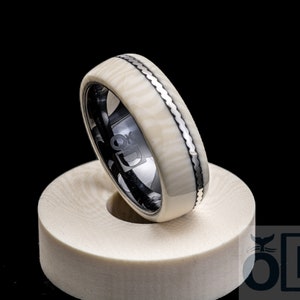 Ivory ring, sterling silver, black ceramic, men’s ring, woman’s ring, wedding band, engagement ring, handmade ring