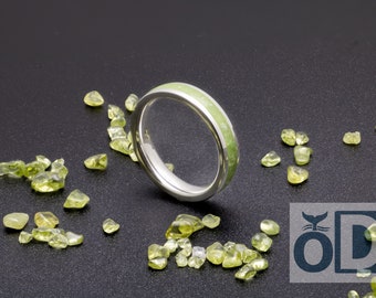 Peridot ring, wedding ring, engagement ring, mens ring, womens ring, cobalt chromium, promise ring, unisex ring, handmade in USA