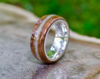 Maple Burl Tigers Eye Cremation Ring, Pet Memorial Keepsake